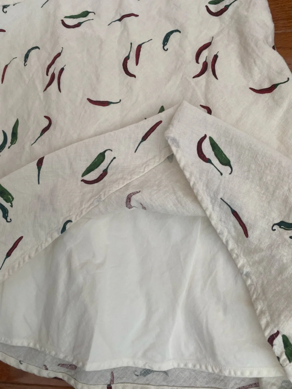 Abercrombie & Fitch Linen Cotton Chili Pepper Dress Pockets Smocked Back L - Picture 9 of 14